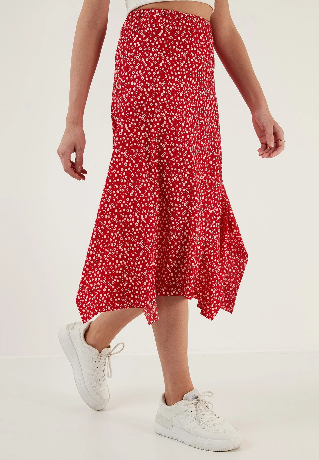 LELA Midi- Falda Acampanada - Red - Imagen 5