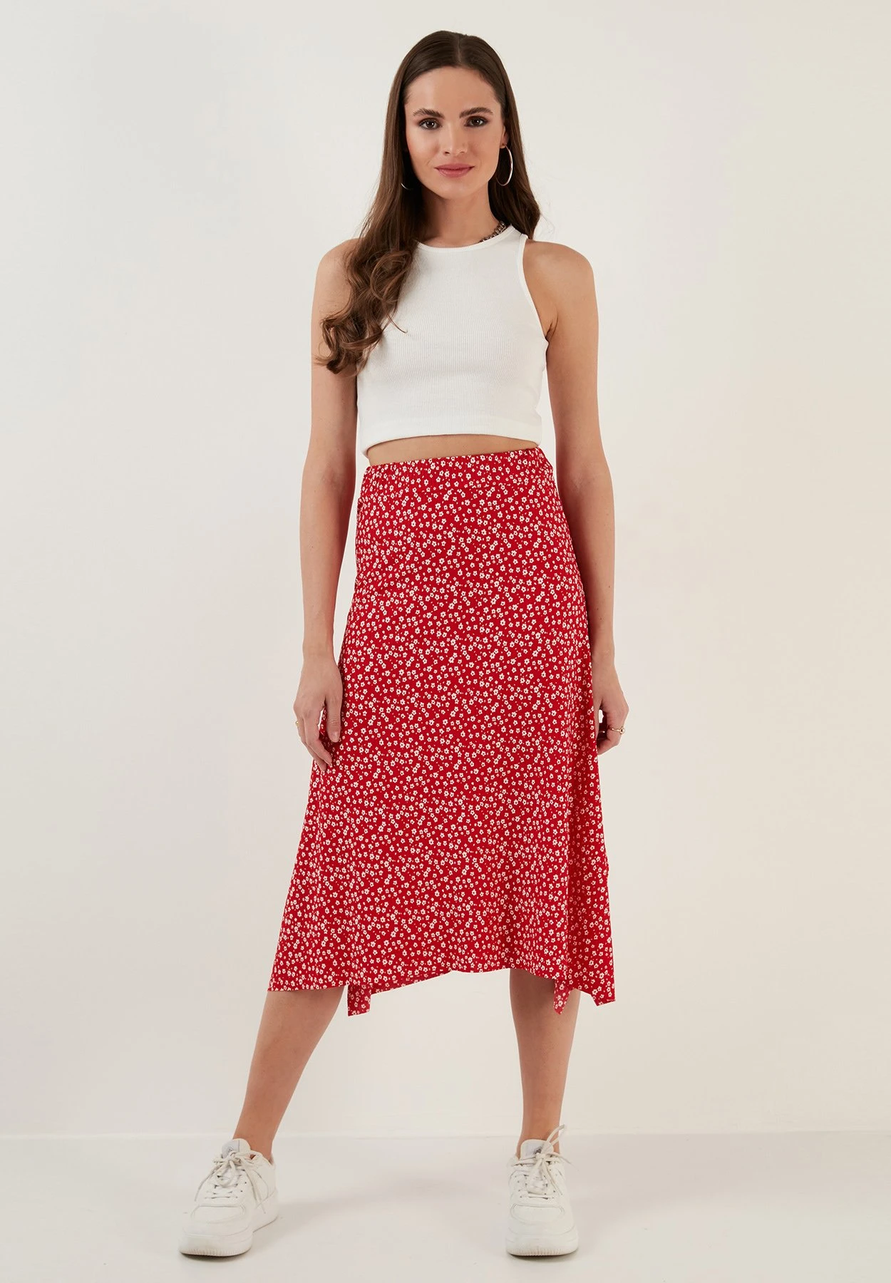 LELA Midi- Falda Acampanada - Red - Imagen 2