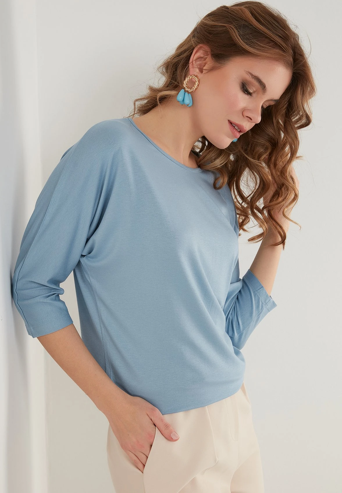 LELA Crew Neck- Camiseta De Manga Larga - Baby Blue - Imagen 3