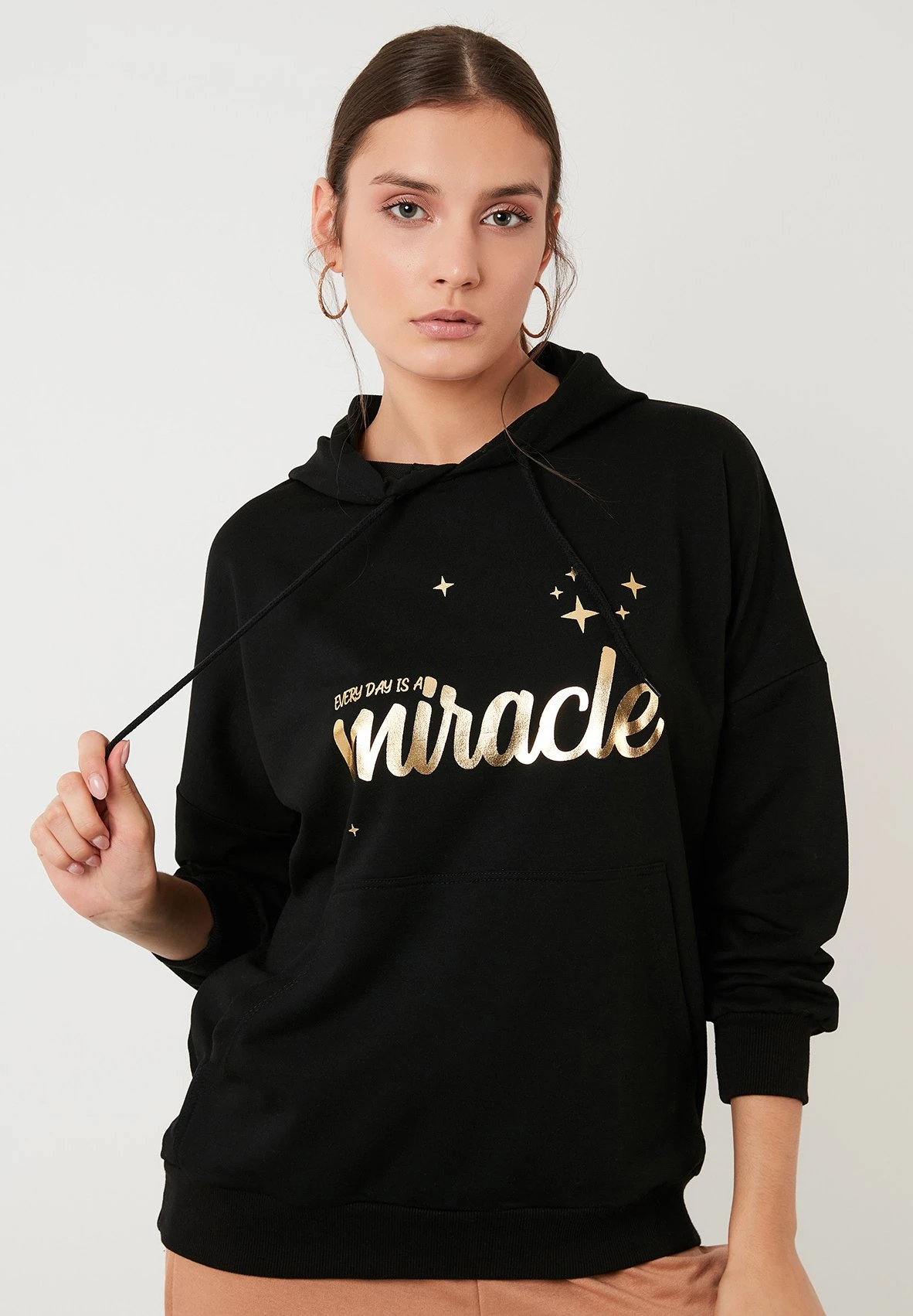 LELA Loose Fit - Jersey Con Capucha - Black - Imagen 3