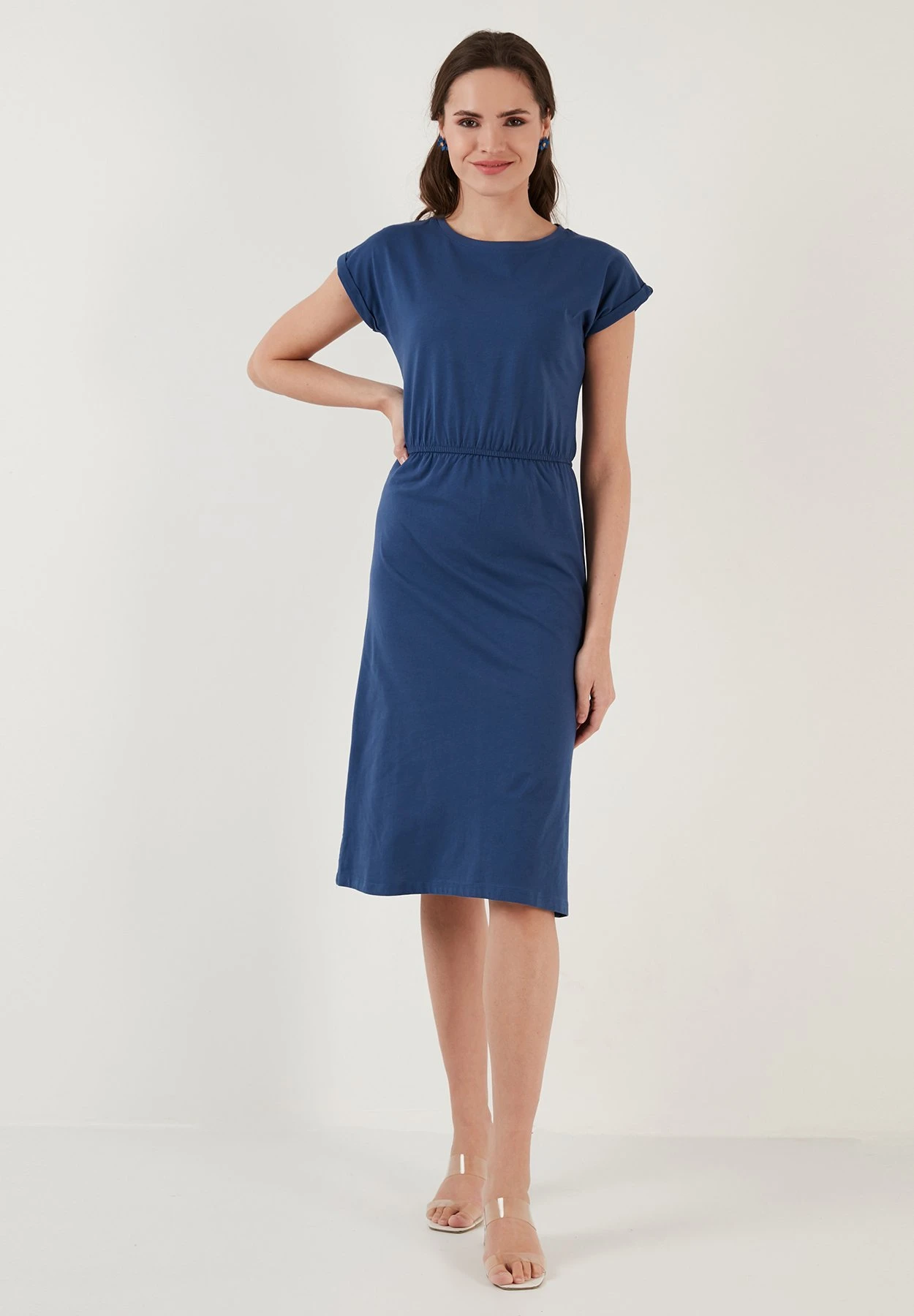LELA Short Sleeve Midi - Vestido Informal - Indigo