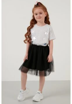 LELA Regular Fit - Falda Acampanada - Grey Melange