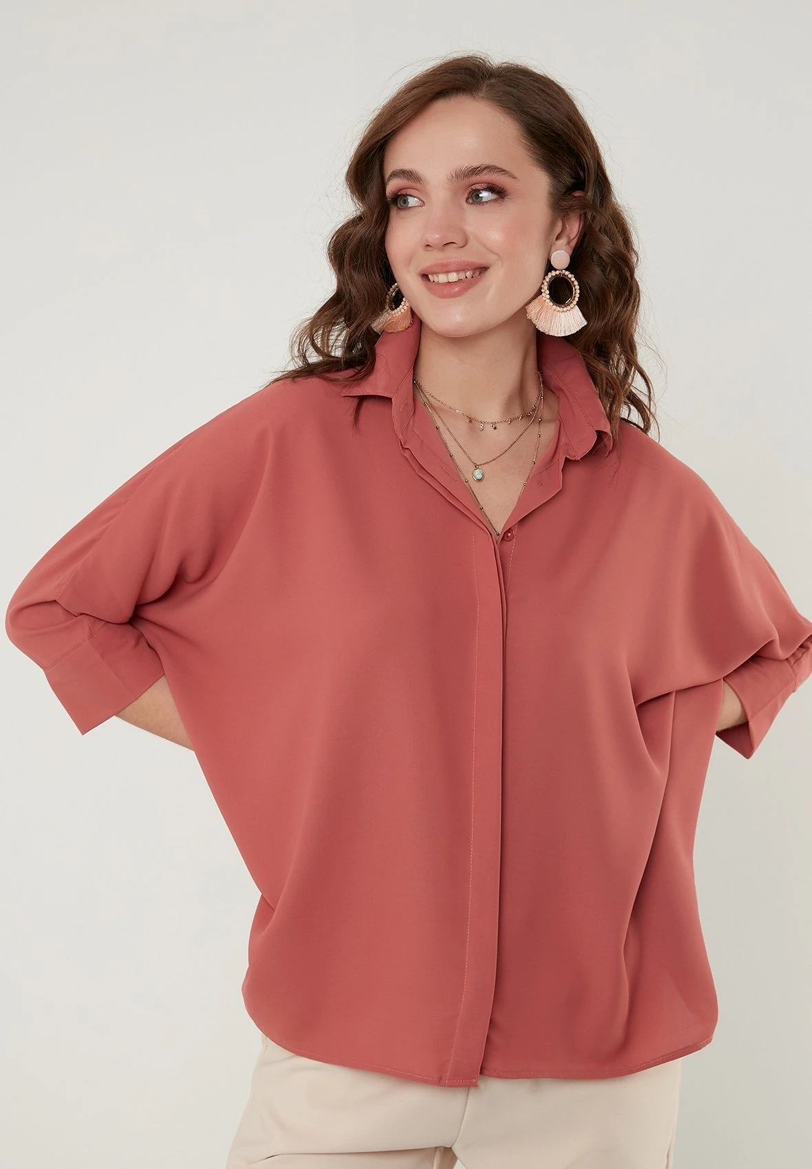 LELA Oversized - Camisa - Dusty Rose Color