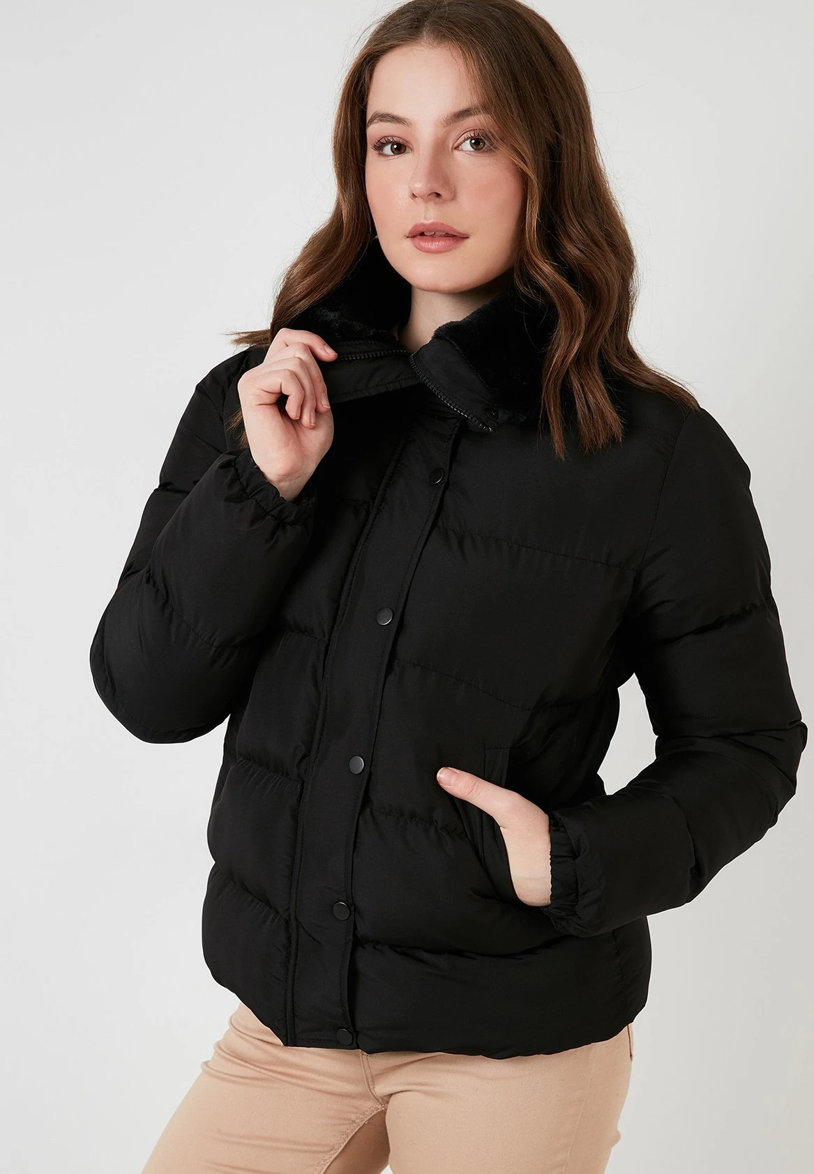 LELA High Collar Inflatable - Chaqueta De Invierno - Black - Imagen 2