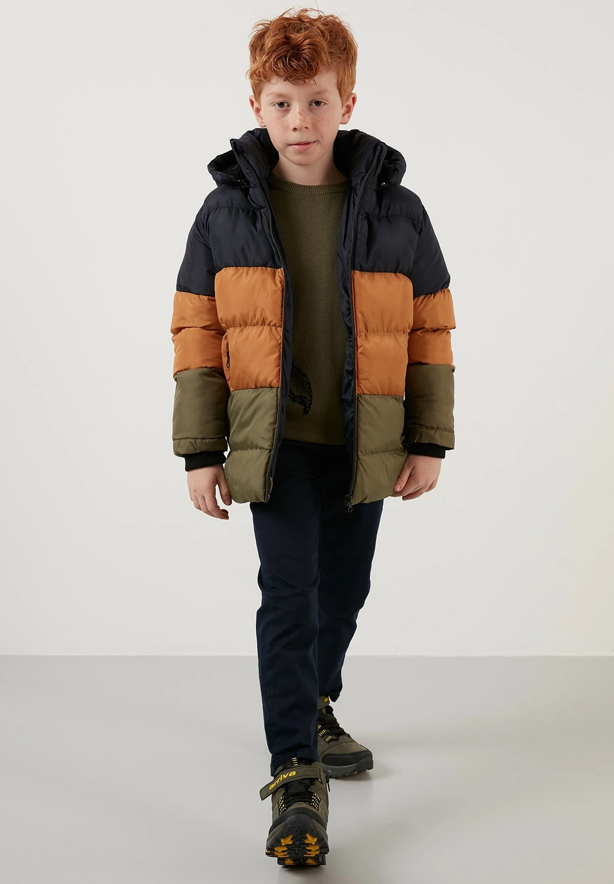 LELA Removable Hooded Inflatable - Abrigo De Invierno - Navy Blue-Snuff Colored-Khaki