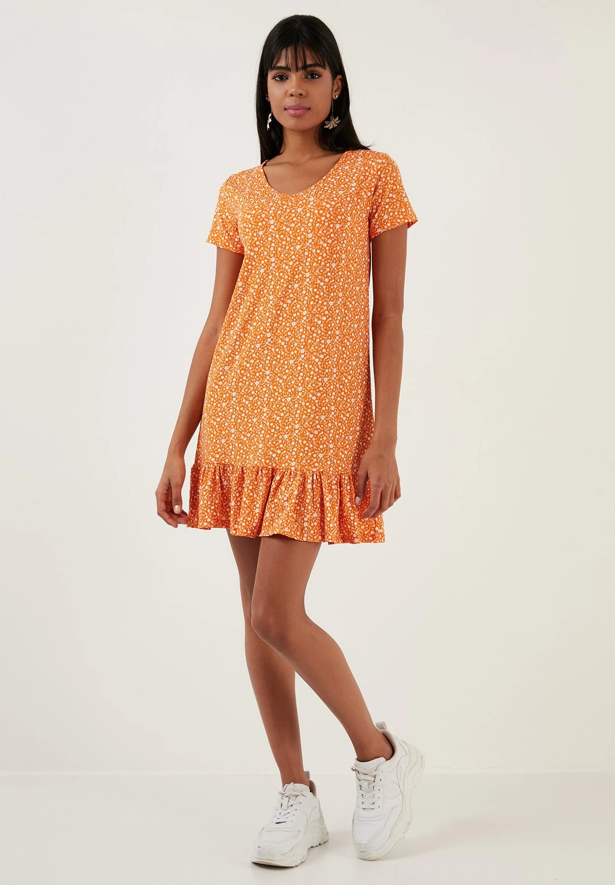LELA Mini- Vestido Informal - Orange - Imagen 2