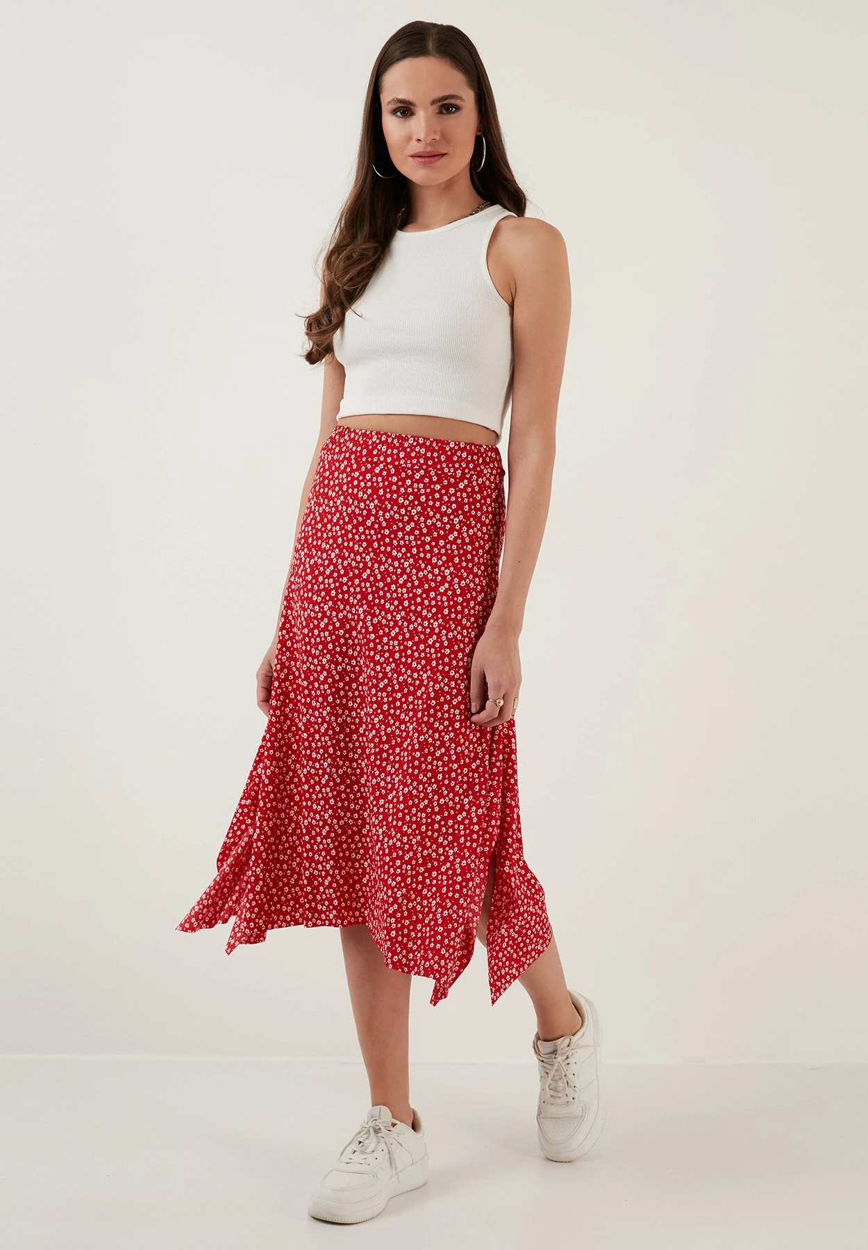 LELA Midi- Falda Acampanada - Red - Imagen 4