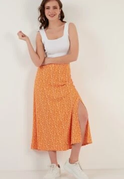 LELA Falda Acampanada - Orange