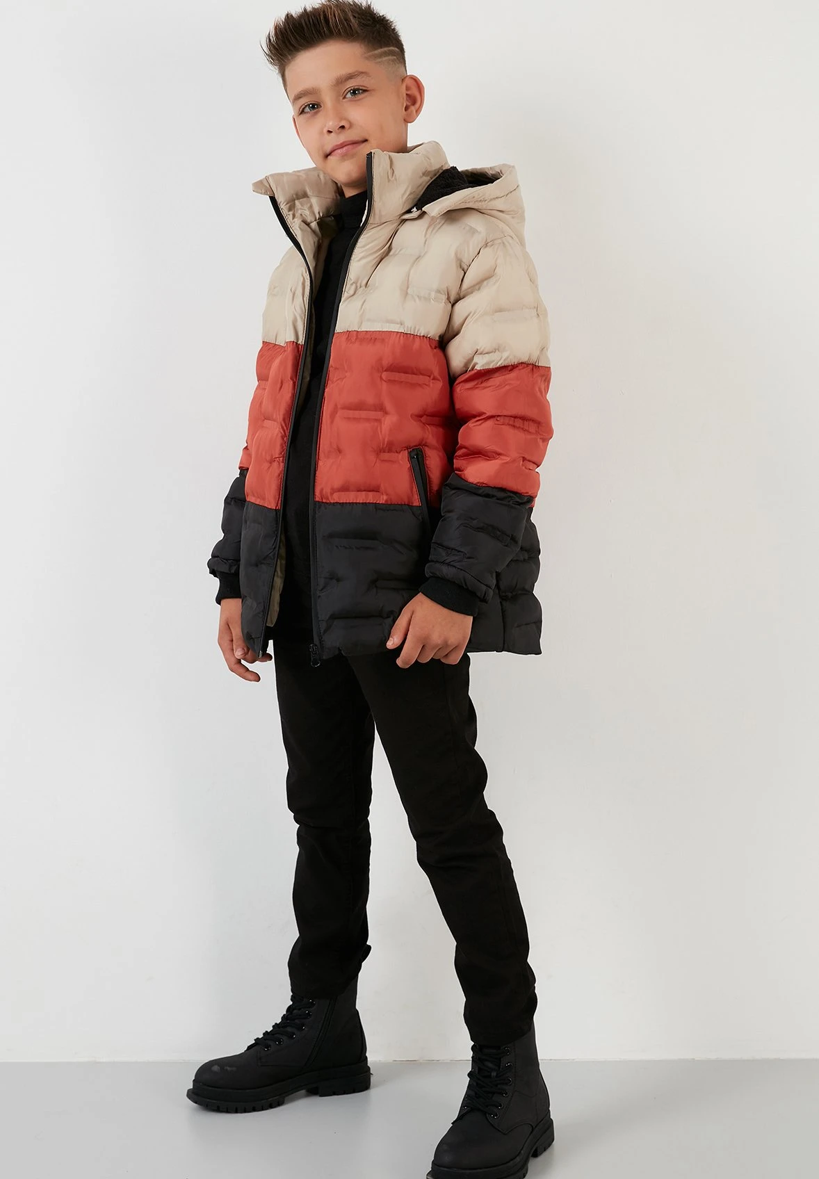 LELA Regular Fit - Abrigo De Invierno - Stone/Brick Red/Black