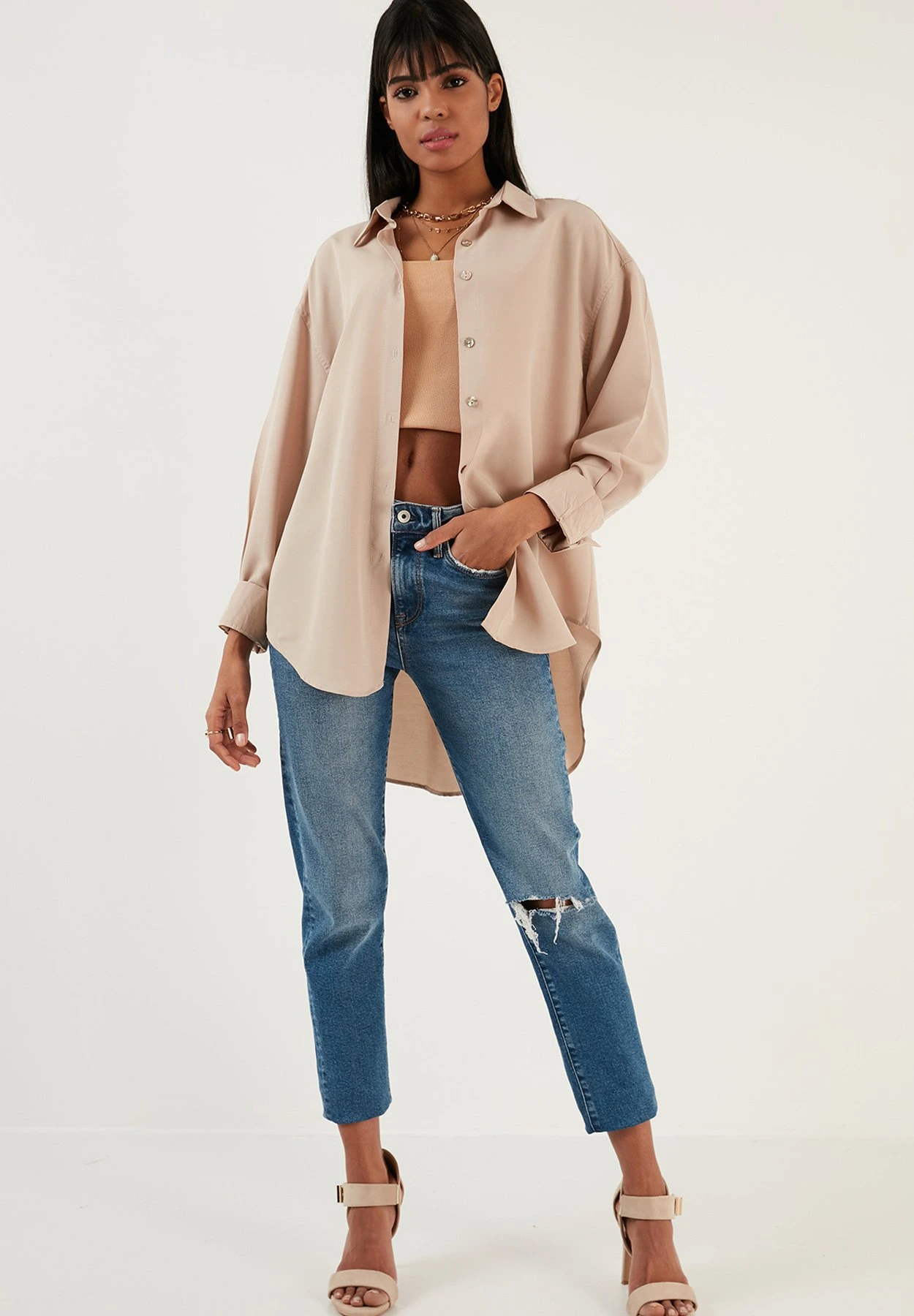 LELA Loose Fit - Camisa - Stone - Imagen 2