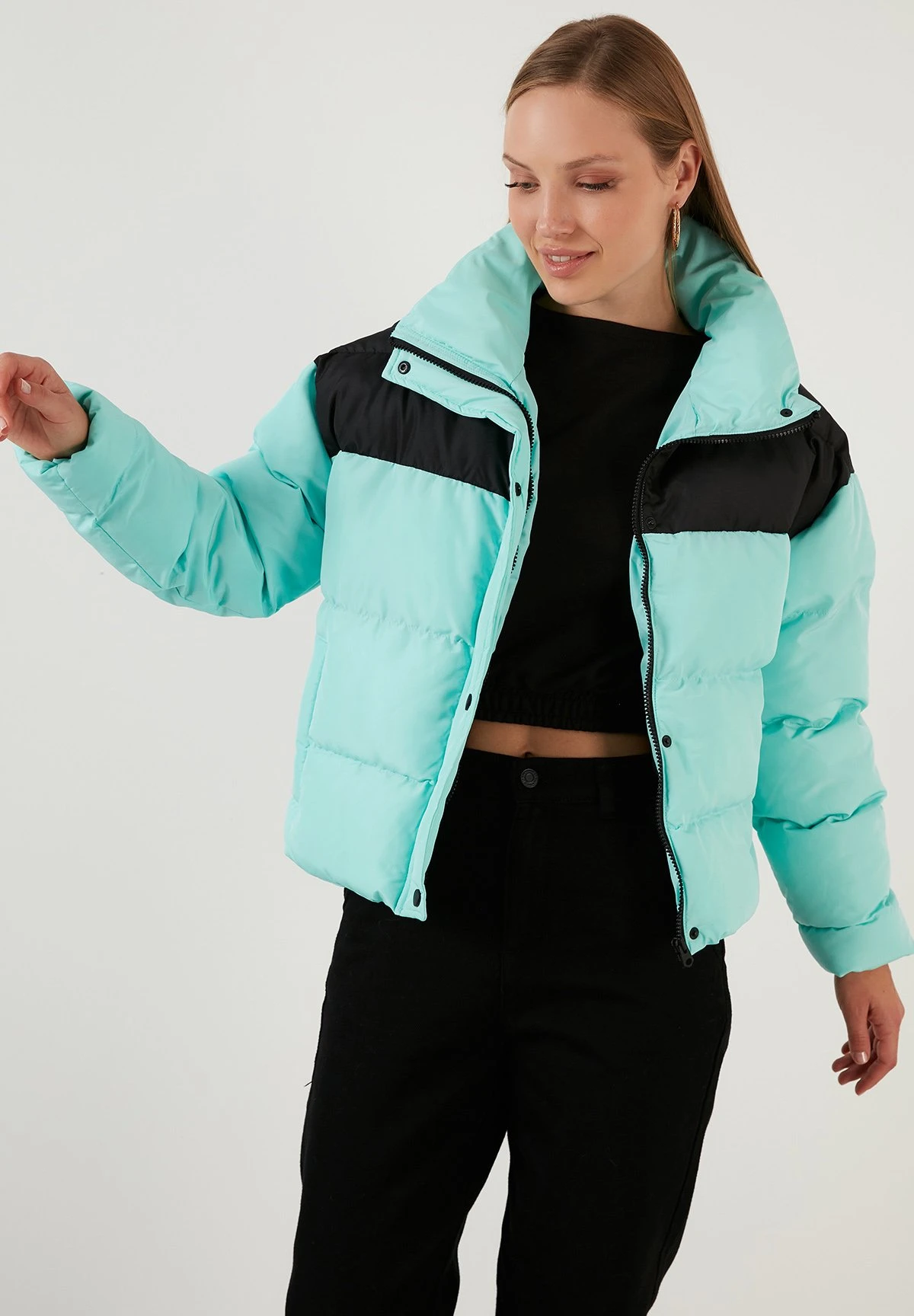 LELA Regular Fit - Chaqueta De Invierno - Black/Mint - Imagen 3