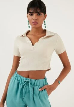 LELA Slim Fit - Blusa - Stone