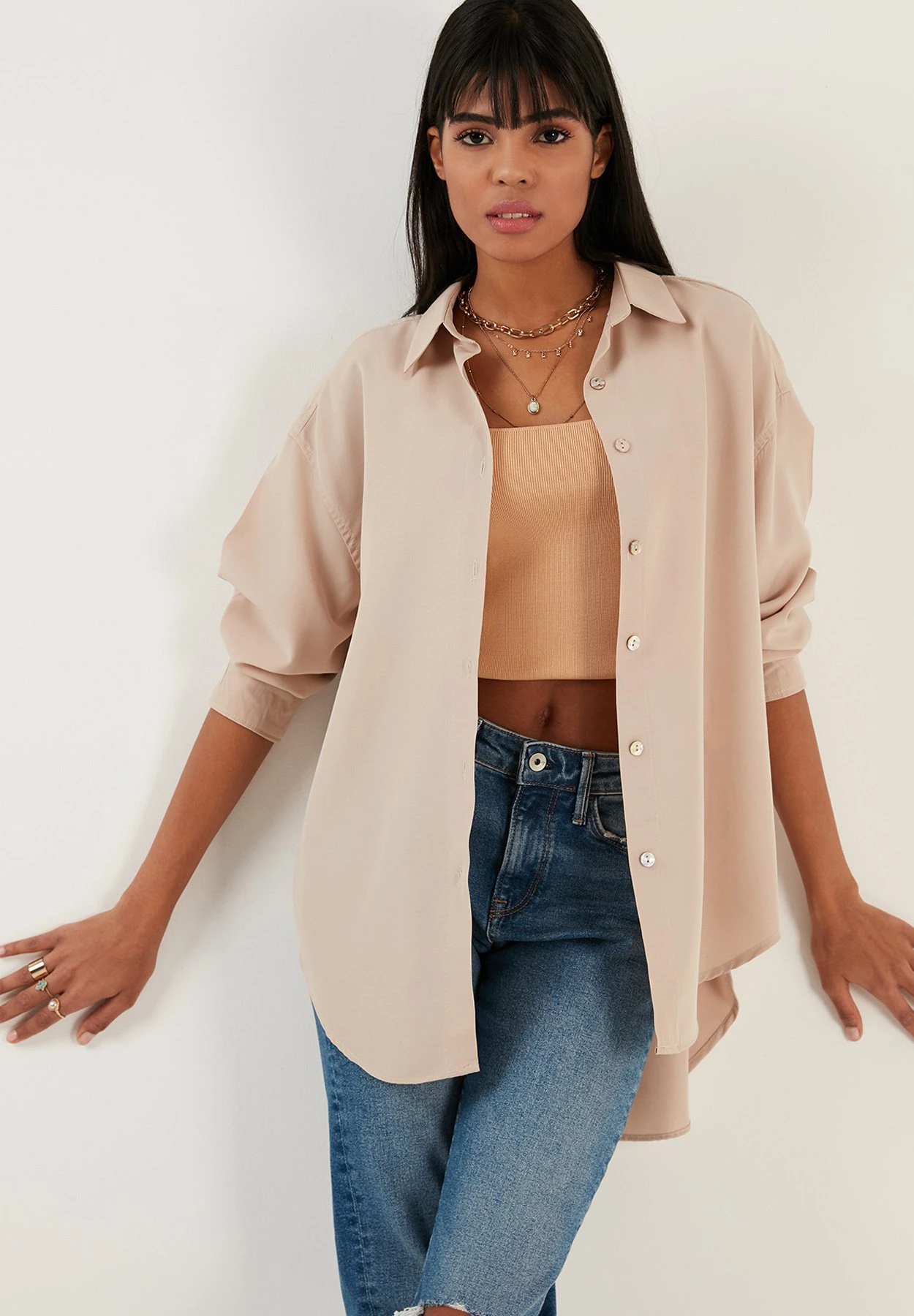 LELA Loose Fit - Camisa - Stone - Imagen 5