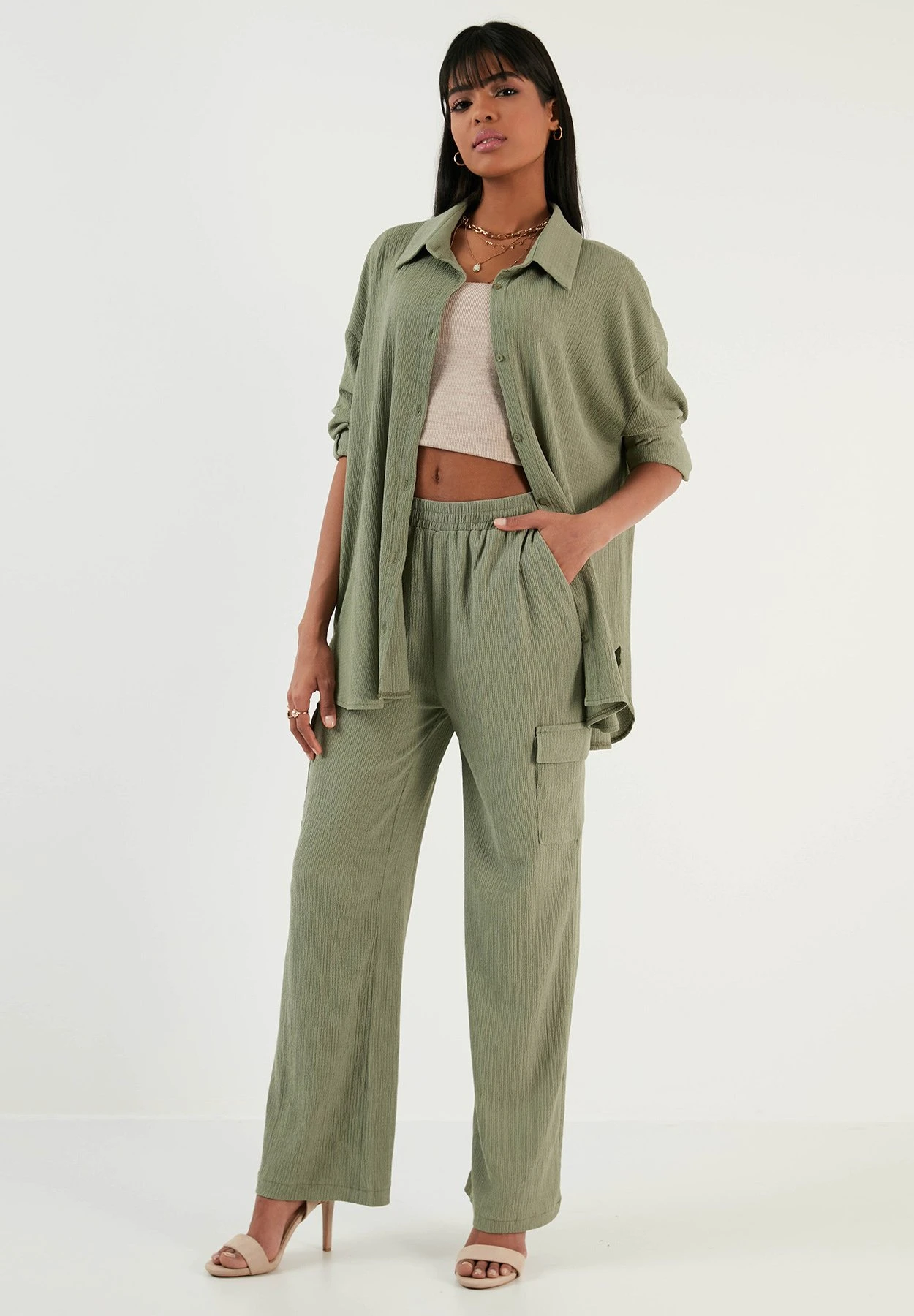LELA Regular Fit - Pantalones Cargo - Khaki - Imagen 2