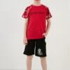 LELA Regular Fit T-Shirt And Shorts - Chándal - Red/Black/White