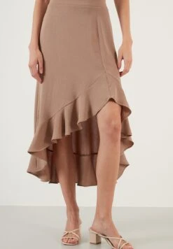 LELA Regular Fit - Falda Acampanada - Mink