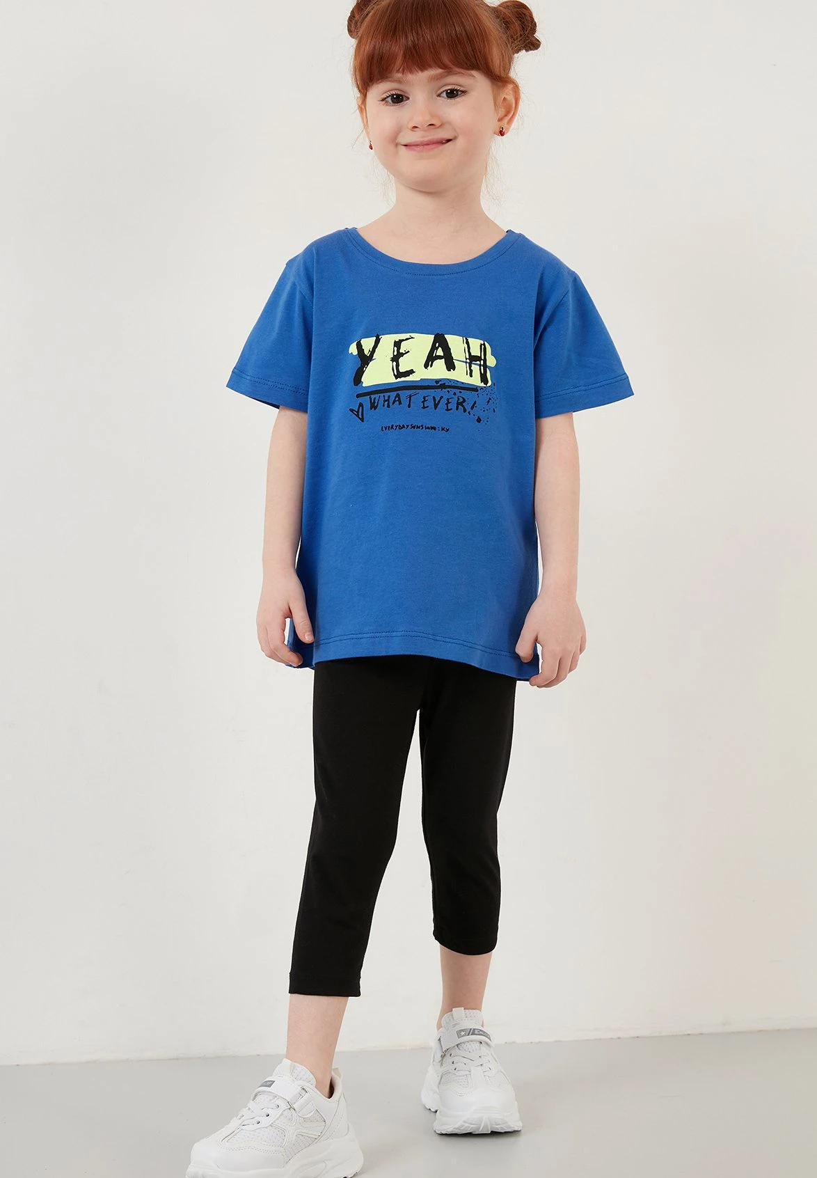 LELA Regular Fit T-Shirt And Leggins - Leggings - Blue