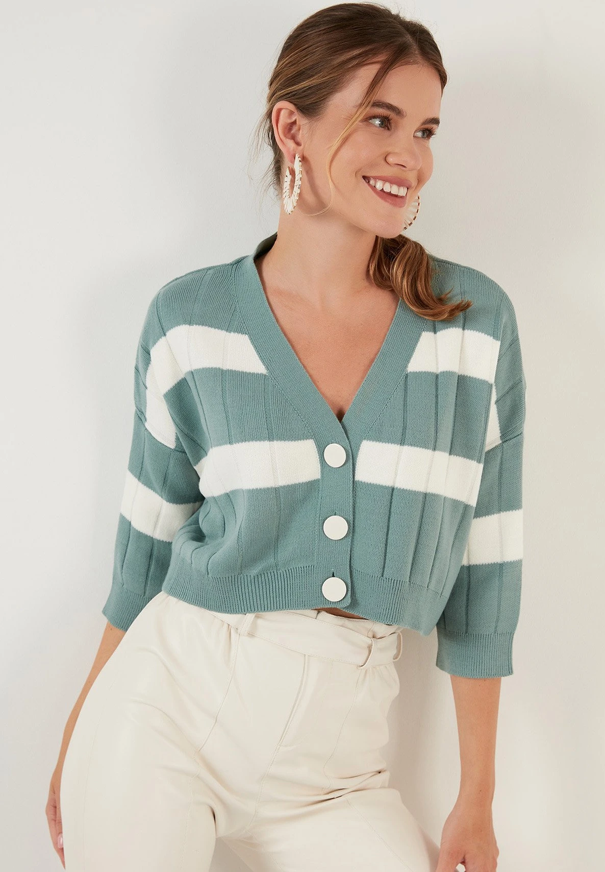 LELA Regular Fit - Chaqueta De Punto - Light Green - Imagen 3