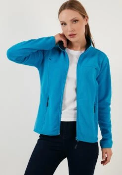 LELA High Collar Zipper- Forro Polar - Turquoise