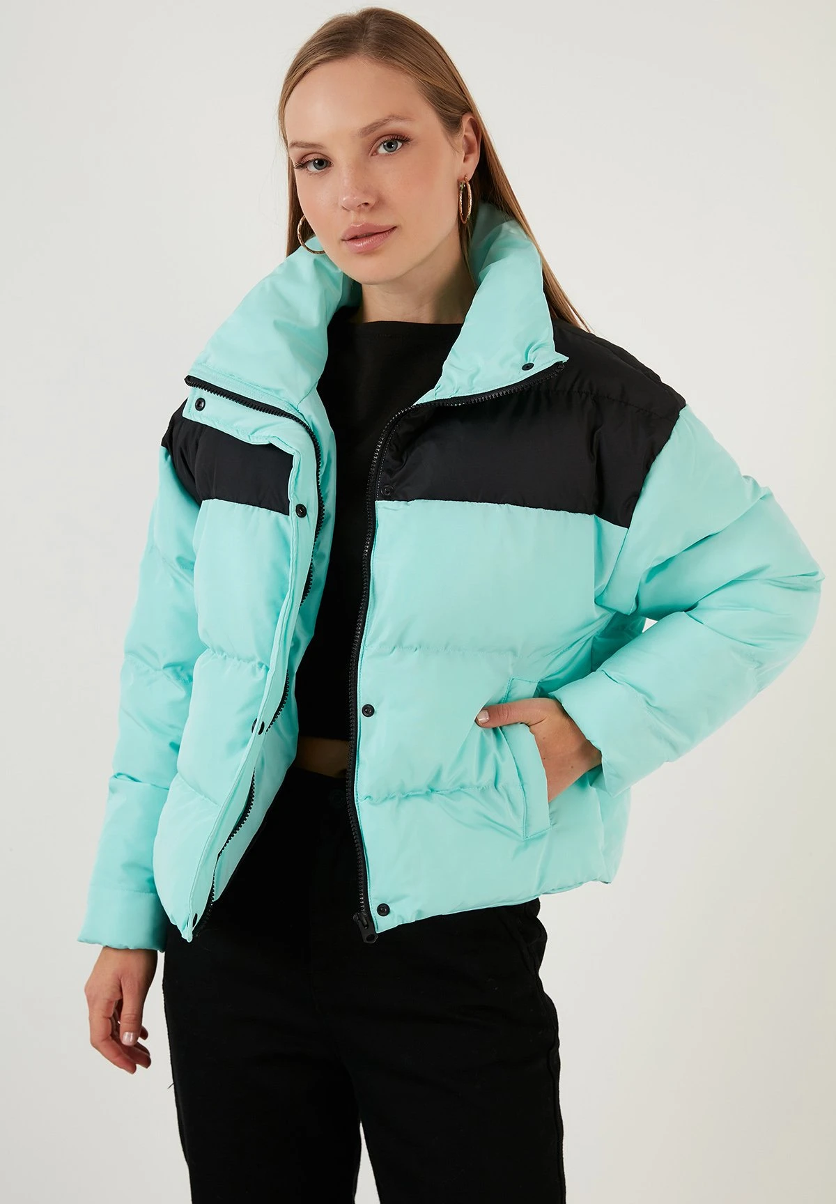 LELA Regular Fit - Chaqueta De Invierno - Black/Mint - Imagen 5