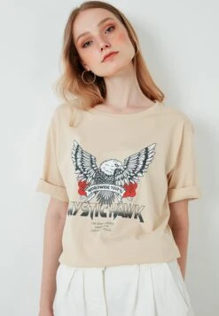 LELA Loose Fit - Camiseta Estampada - Stone Colored